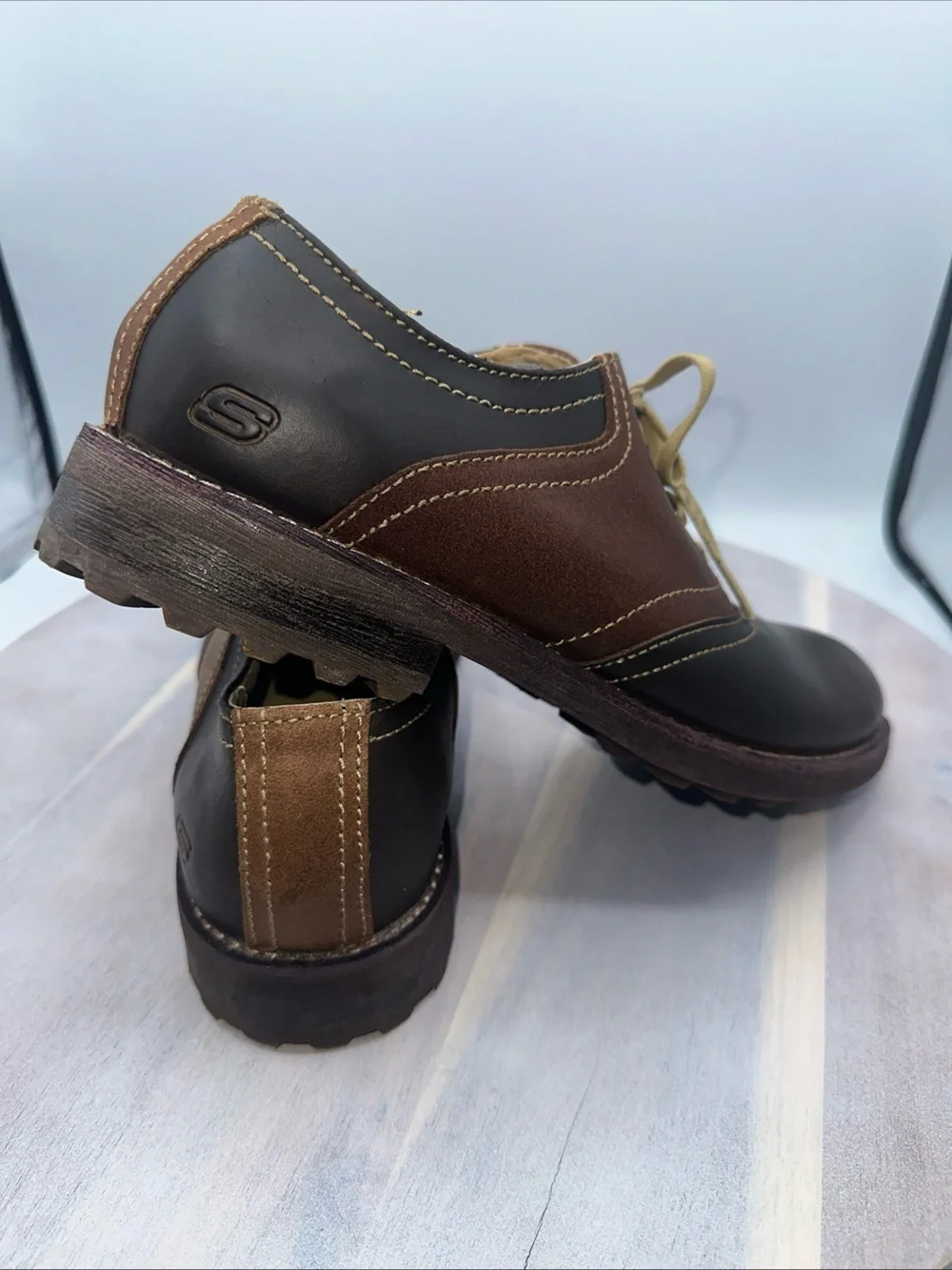 Skechers Two-Tone Brown and Tan Men's Oxford Shoes Hank Memory Foam. #1080
